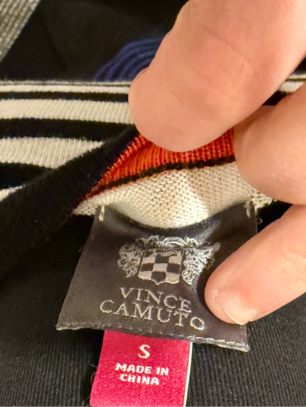 Vince Camuto Black Dress with Blue, White & Orange Striped Top S EUC - Picture 5 of 9